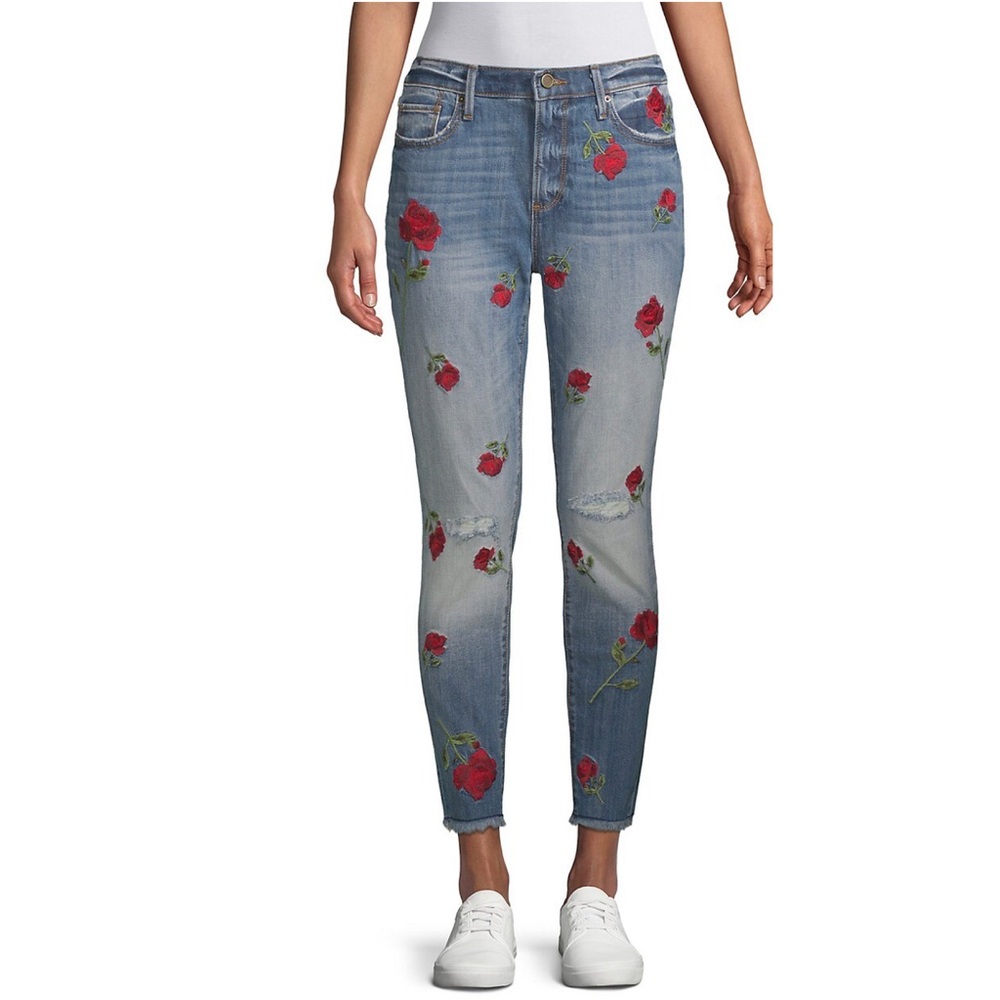Driftwood Joyce Girlfriend Jeans Embroidered Roses